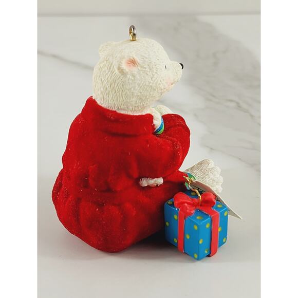 AGC Teddy Bear w/ Baby Ornament To My Dad Figurine Year 2000 White Red 2 3/4" - Picture 9 of 16
